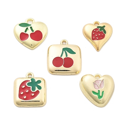 Подвески из эмали и сплава, золотые, подвески в форме сердца/квадрата