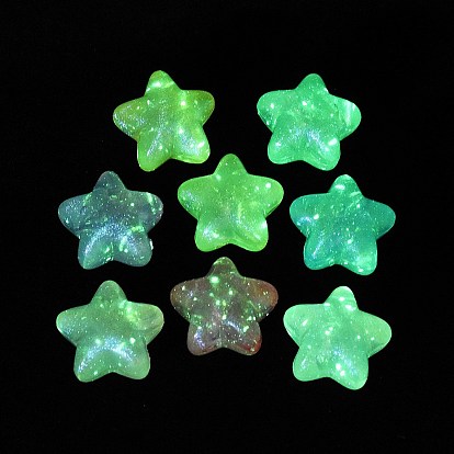 Luminous Transparent Acrylic Beads, with Glitter Powder, Glow in the Dark, Mixed Color