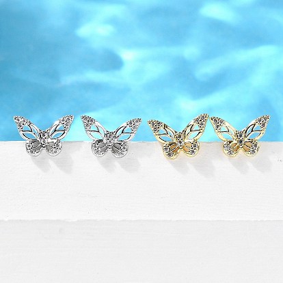 Бабочка латунь микро проложить кубического циркония шпильки уха, долговечный, без свинца и без кадмия, стойки покрытие
