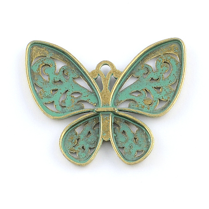 Butterfly Zinc Alloy Pendants, Cadmium Free & Nickel Free & Lead Free, 47x55.5x3mm, Hole: 3.5mm