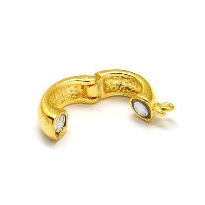 Brass Magnetic Clasps with Loops, Oval Ring, 19x13x6mm, Hole: 2.5mm