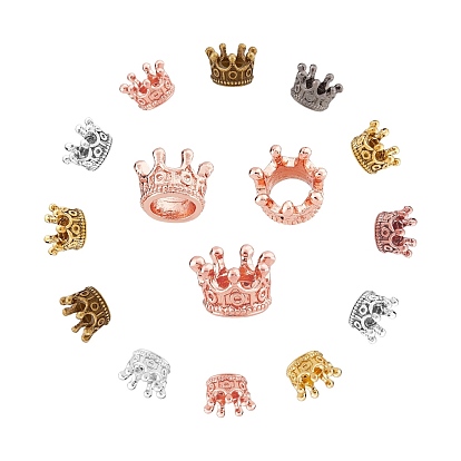Alloy European Beads, Large Hole Beads, Crown