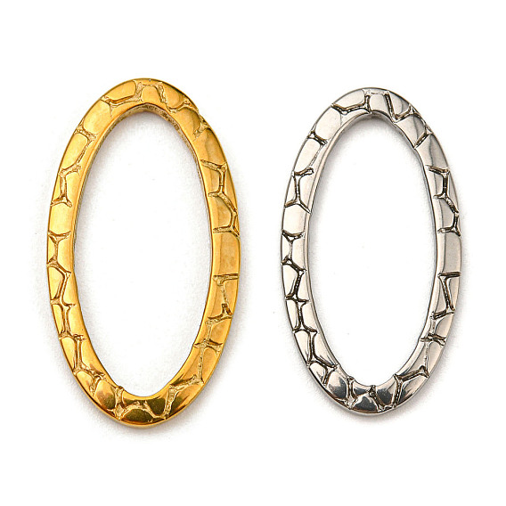 304 Stainless Steel Linking Rings, Textured, Oval