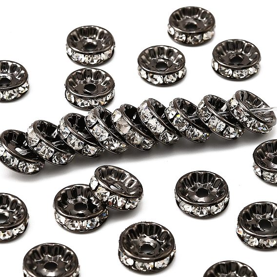 Латунные бусины разделители для поставки стразов, класс А, прямой фланец, металлический черный , рондель