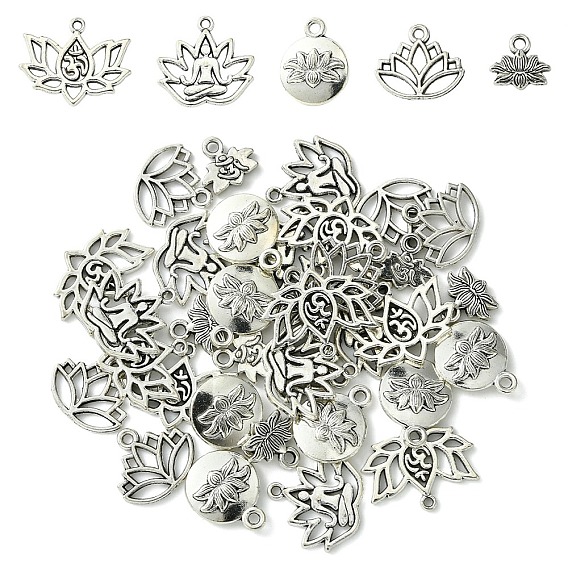 35 шт 5 стили подвески из сплава в тибетском стиле, цветок
