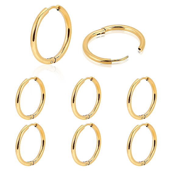 304 Stainless Steel Huggie Hoop Earrings, PVD Vacuum Plating, Ring