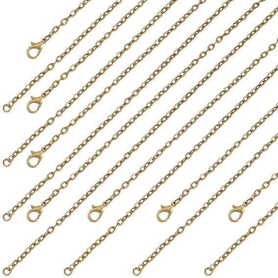 24Pcs Iron Cable Chains Necklace Making, with Lobster Clasps, Unwelded, with Kraft Paper Display Cards
