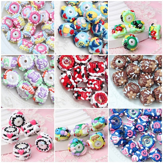 Непрозрачные акриловые бусины, бусины ручной работы, Эмаль стиле, рондель