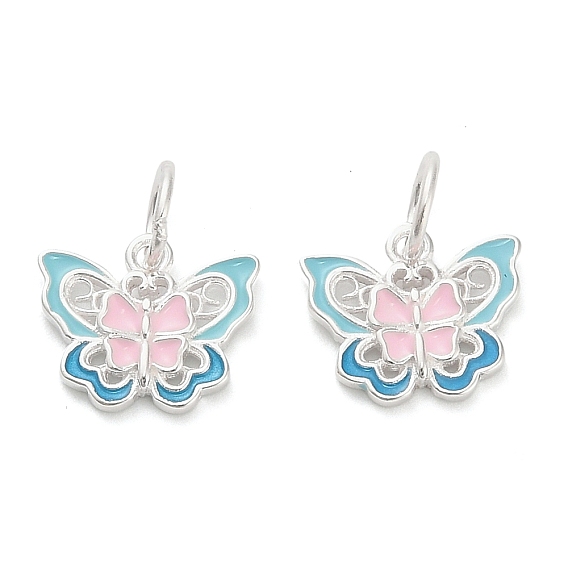 925 подвески в виде розовых и небесно-голубых бабочек из стерлингового серебра, с перемычками и 925 штампом