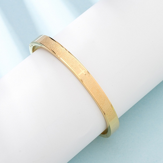 304 женские шарнирные браслеты из нержавеющей стали, крестик, ионное покрытие (ip), долговечный, крестик