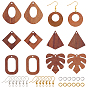 DIY Dangle Earring Making Kits, Including Undyed Walnut Wood Pendants, Brass Earring Hooks, Brass Jump Rings, Mixed Shapes