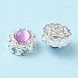 Rack Plating Alloy Beads, with Glass, Cadmium Free & Lead Free, Flower