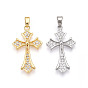 Латунные микро проложить кубического циркония подвески, без кадмия и без свинца, крест прелести