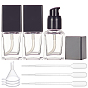 Glass Dispensing Pump Bottle, with PP Cover, Plastic Funnel Hopper and Pipettes, Rectangle