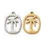 304 Stainless Steel Pendants, Rectangle with Coconut Tree Charms