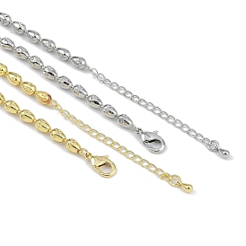 Rack Plating Brass Textured Teardrop Link Chain Necklaces for Women, Long-Lasting Plated, Lead Free & Cadmium Free