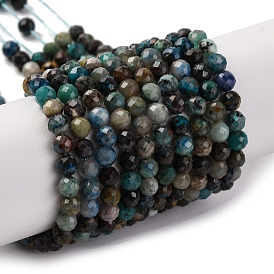 Natural Chrysocolla Beads Strands, Faceted, Round