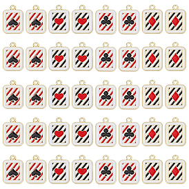 40 шт 4 стили подвески из сплава эмали, золотые, прямоугольник с подвеской в виде игральной карты, пики/трефа/бубна/черва