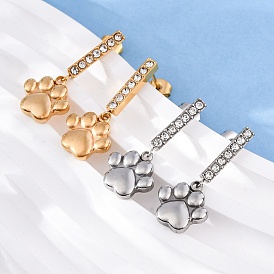 304 из нержавеющей стали болтаться серьги, со стразами, отпечаток лапы