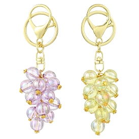 2 llaveros acrílicos, violado, con anillos de hierro y cierres giratorios de aleación, color de ab chapado