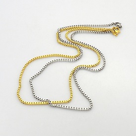 Men's Casual Style 304 Stainless Steel Box Chain Necklaces, with Lobster Claw Clasps, 17.7 inch (450mm)