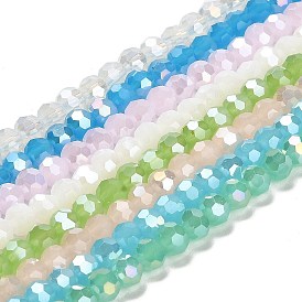 Imitation Jade Glass Beads Stands, AB Colors, Faceted, Round