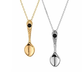Stainless Steel Spoon Pendant Necklace for Men - Titanium Steel Chain Jewelry