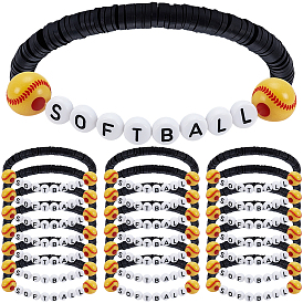 24шт. спортивные браслеты ручной работы из полимерной глины хейши и акриловых бусин для женщин