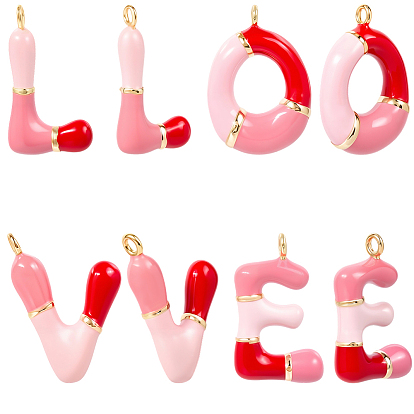 8шт 4 стили латунные эмалевые подвески, долговечный, без кадмия и без свинца, реальный 18 k позолоченный, буквенное очарование