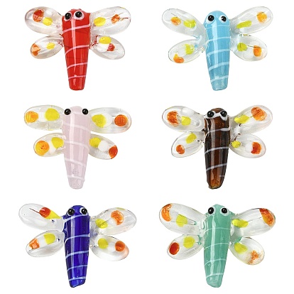 12шт. 6 цвета осенняя тематика бусины ручной работы из стекла, изготовленные методом лэмпворк, стрекоза