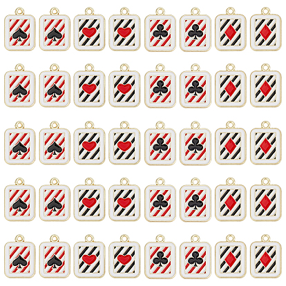 40 шт 4 стили подвески из сплава эмали, золотые, прямоугольник с подвеской в виде игральной карты, пики/трефа/бубна/черва