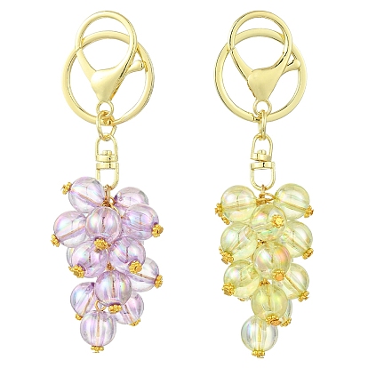 2 llaveros acrílicos, violado, con anillos de hierro y cierres giratorios de aleación, color de ab chapado