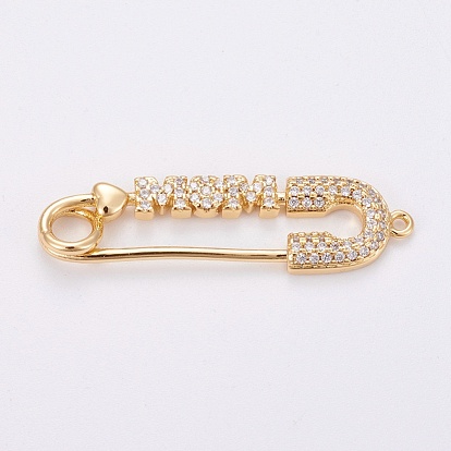 Micro cuivres ouvrent pendentifs zircone cubique, broche avec le mot μ?ρτη?