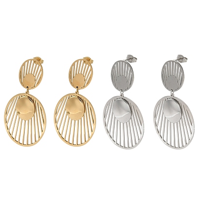 Женские серьги-гвоздики из нержавеющей стали, овальные