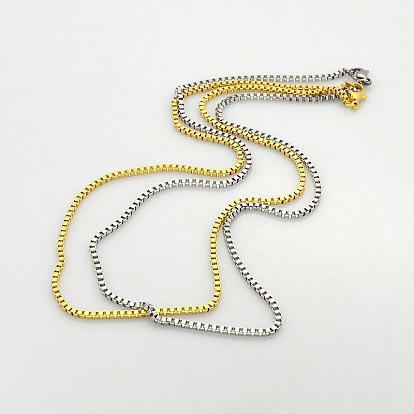 Men's Casual Style 304 Stainless Steel Box Chain Necklaces, with Lobster Claw Clasps, 17.7 inch (450mm)