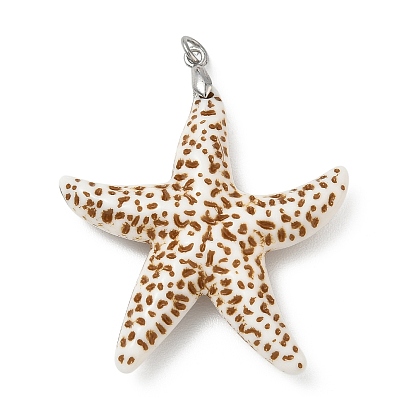 Большие подвески из непрозрачного акрила, окрашенные распылением, прелести морская звезда, с латунным, имитация оболочки