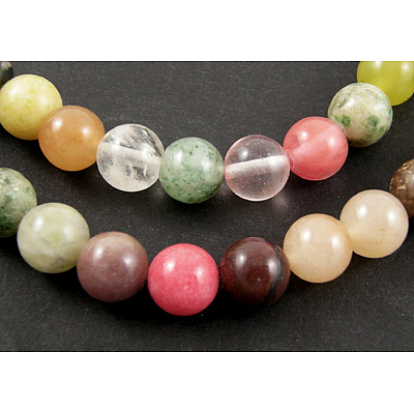 Natural Gemstone Beads Strands, Mixed Stone, Round, 8mm, Hole: 0.8