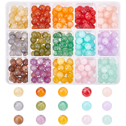 375Stk. 15 Farben runde Edelstein-Acrylperlen