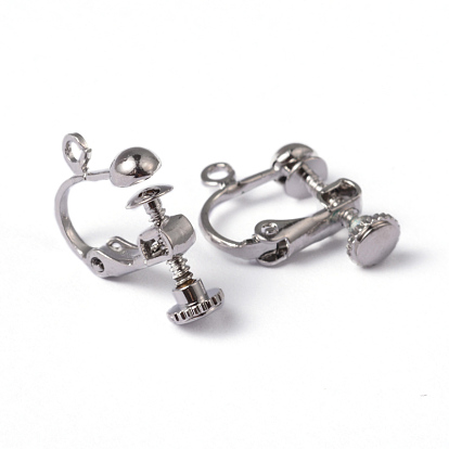 Латунь винт конвертер клип серьги, спиральный зажим для ушей, для не проколотых ушей, без никеля 