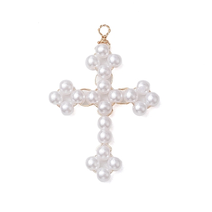 Акриловые подвески, обернутые медной проволокой, крест прелести