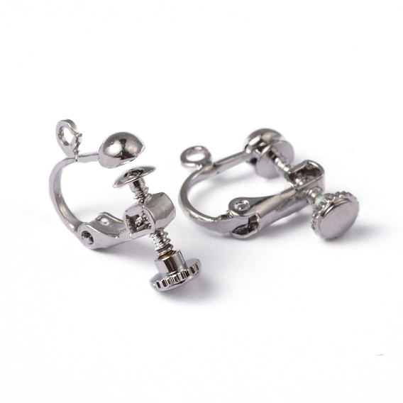 Латунь винт конвертер клип серьги, спиральный зажим для ушей, для не проколотых ушей, без никеля 