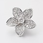 Цветок латунные микро проложить кубического циркония многожильных ссылки, 14x15x6 мм, отверстие : 1 мм