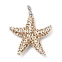 Большие подвески из непрозрачного акрила, окрашенные распылением, прелести морская звезда, с латунным, имитация оболочки