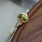 Bagues en alliage et strass pour femmes, ovale, or