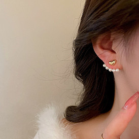 Sweetheart Pearl Earrings: Chic Dual-Wear Design for Fashionable and Elegant Look