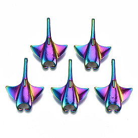 Rainbow Color Alloy Pendants, Cadmium Free & Lead Free, Mobula Shape