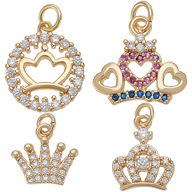 8 шт. 4 кулоны из латуни с микропаве и кубическим цирконием, корона