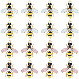 32 шт 2 цвета сплава эмалевые подвески, Пчелы, со стеклом, золотые