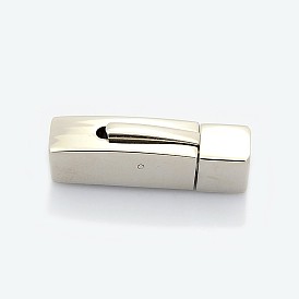 Cuboid 304 Stainless Steel Bayonet Necklace Clasps, 30x9x8mm, Hole: 6mm