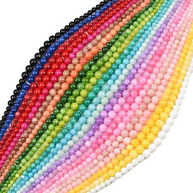 Natural Mashan Jade Graduated Beads Strands, Dyed, Smooth Round